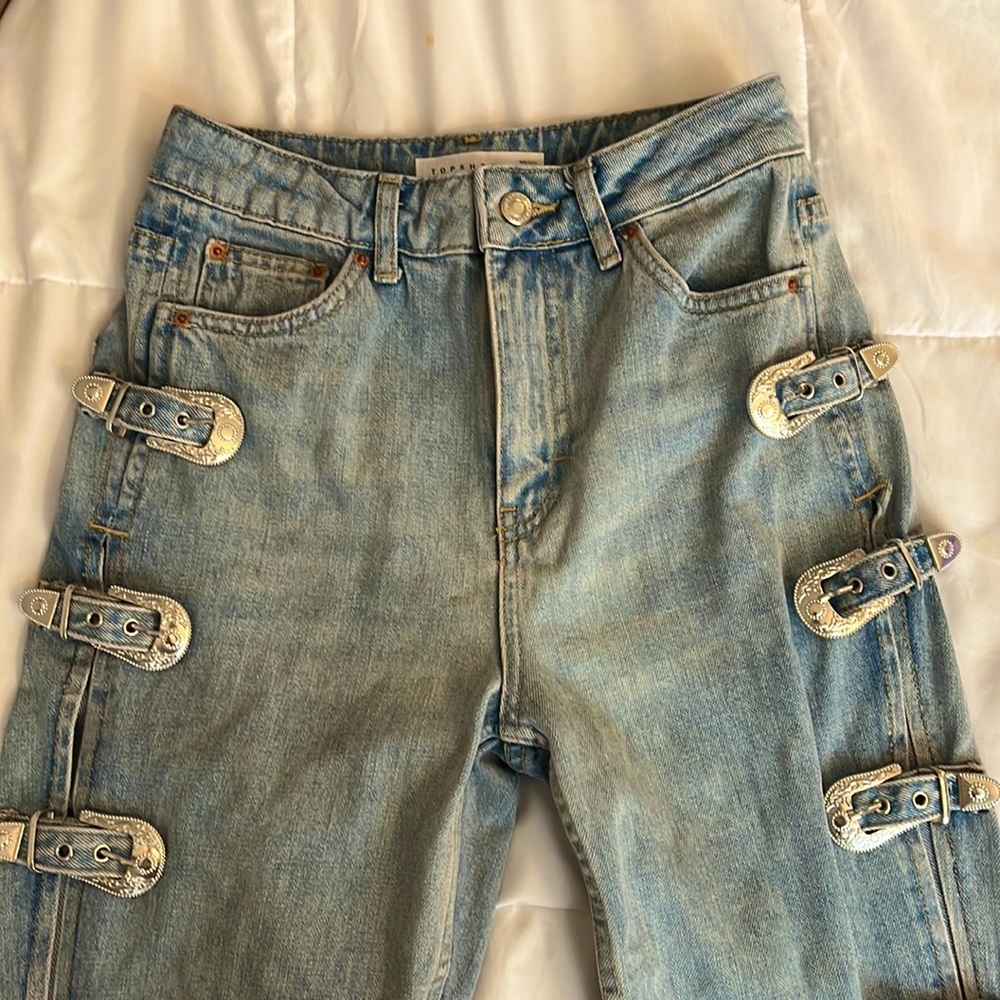 Blue silver buckle jeans